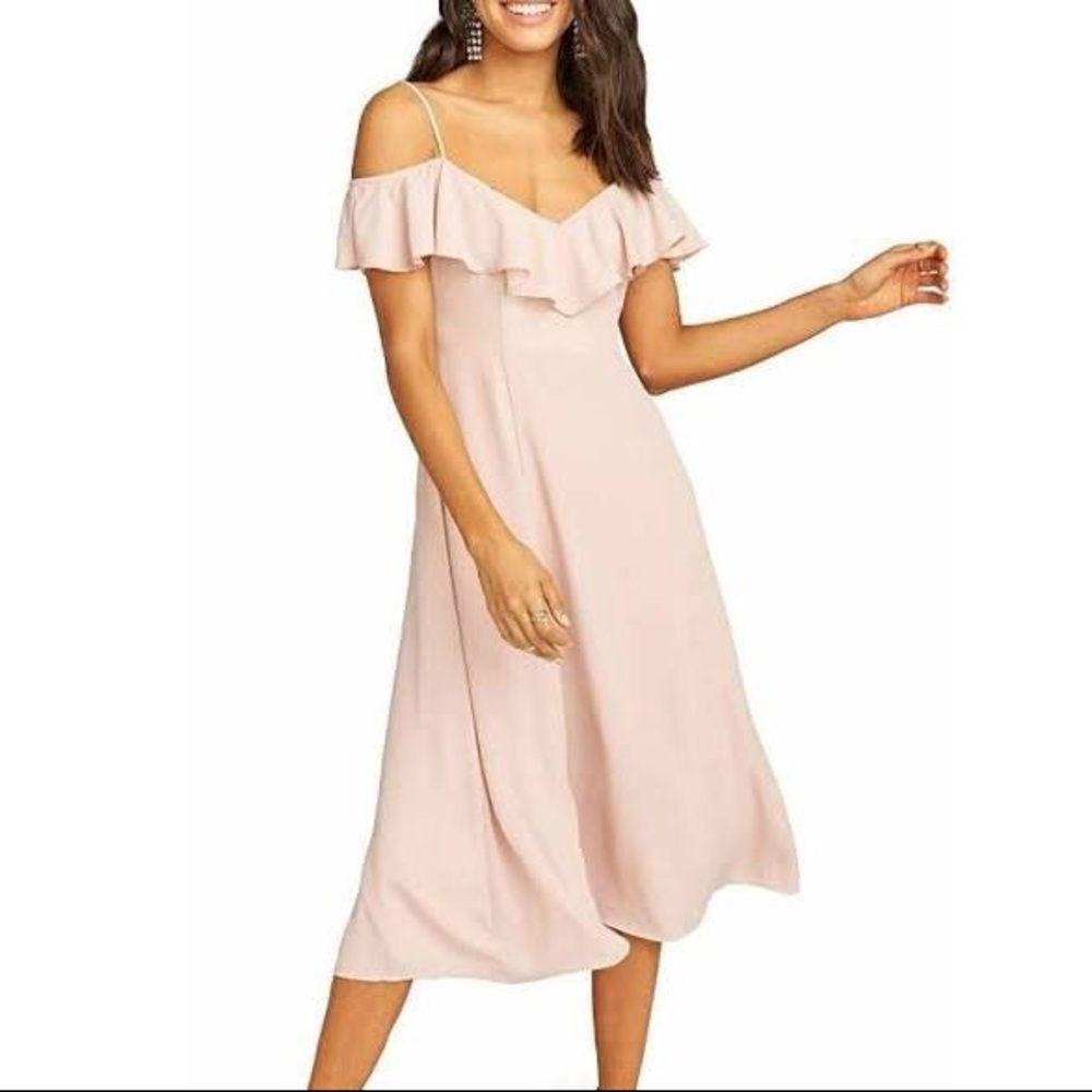 Show Me Your MuMu Camilla Dusty Blush Bridesmaid Midi Dress